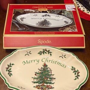 Spode Green and Cream Christmas Tray